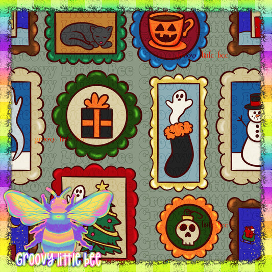 Spooky Christmas Frames Seamless