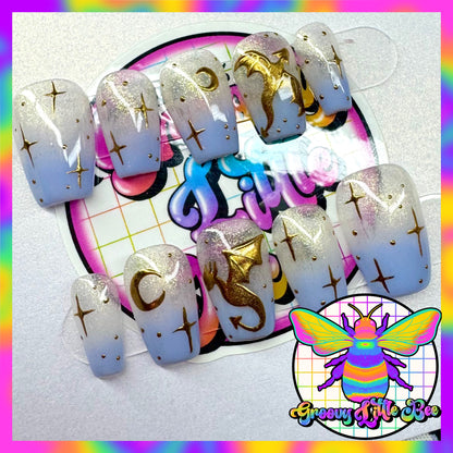 MADE TO ORDER Chrome Dragon Nails **read full description**