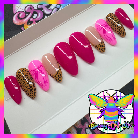 MADE TO ORDER Leopard & Bow Nails