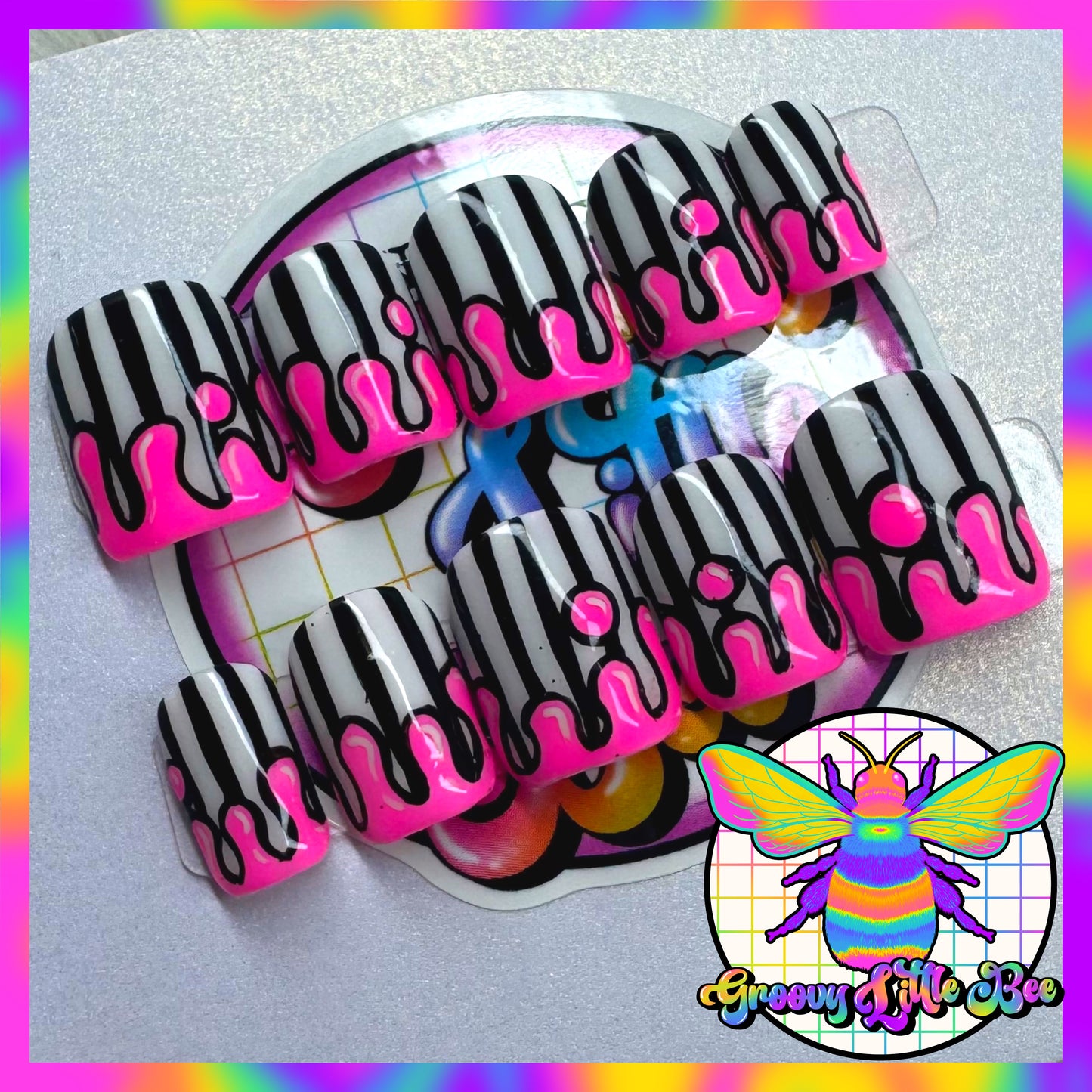 MADE TO ORDER Stripe & Drip Nails