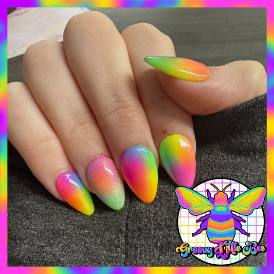 MADE TO ORDER Rainbow Pigment Nails