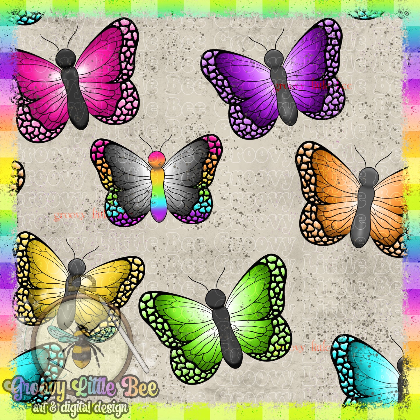 Rainbow Butterflies Seamless