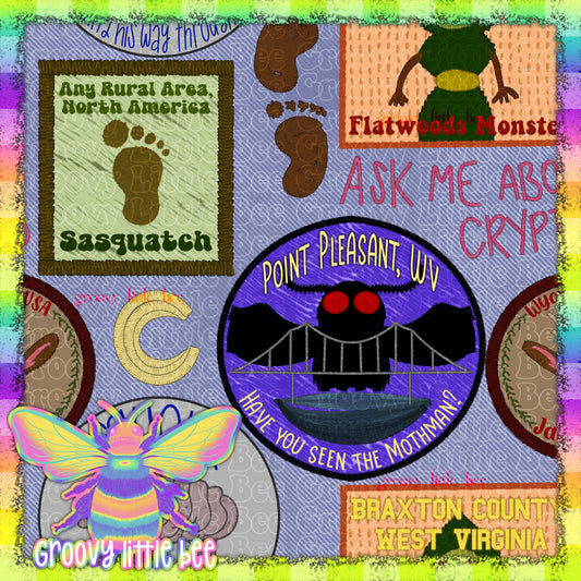 Camp Cryptid Patches Seamless