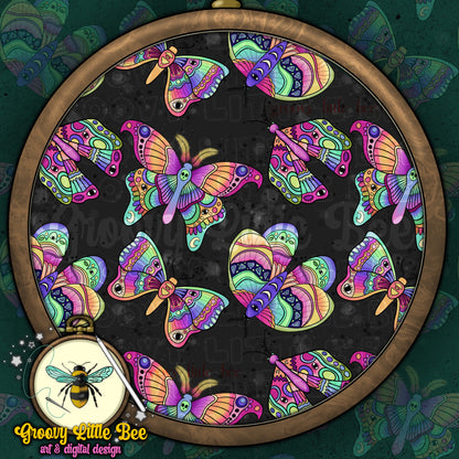 Rainbow Moths Seamless